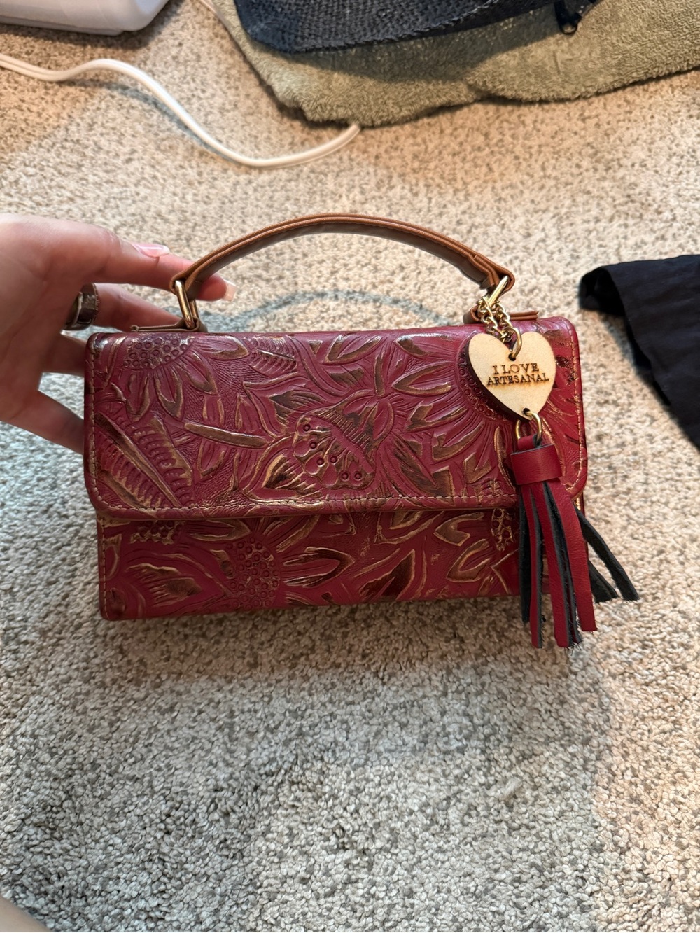 Vintage Red hand made leather bag